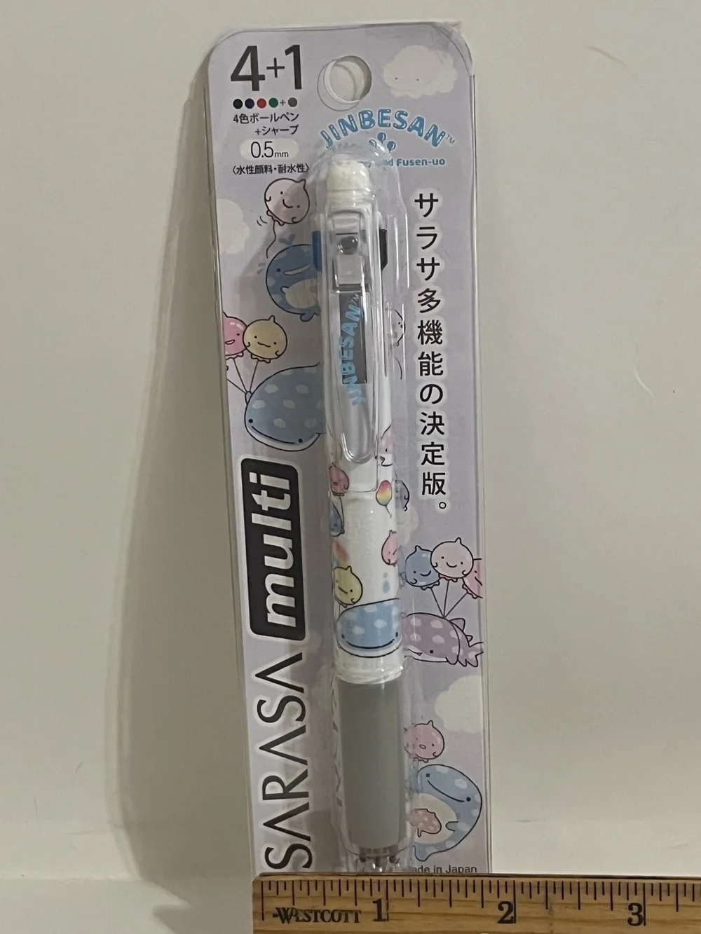 San-X Jinbesan Sarasa 4+1 Multicolor Pen and Mechanical Pencil